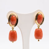 Orecchini in oro giallo 18k e corallo rosso , anni '50