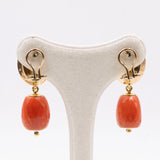 Orecchini in oro giallo 18k e corallo rosso , anni '50