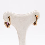 Orecchini vintage in oro giallo 14k con rubini e diamanti