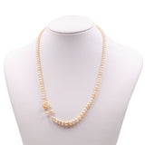 Collana vintage in oro giallo 18k con perle con rosa