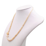 Collana vintage in oro giallo 18k con perle con rosa