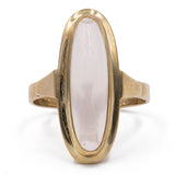 Anello vintage da cocktail in oro giallo 8k con quarzo rosa