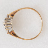 Anello vintage in oro giallo 9K con zaffiri (0.14ctw ca.) e diamanti (0.16ctw ca.), anno 1987