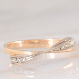 Anello vintage a fiocco in oro rosa e bianco 14K con diamanti