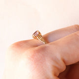 Anello vintage in oro giallo 9K con ametiste (0.50ctw ca.) e diamanti, anno 1990