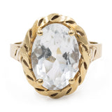 Anello vintage in oro giallo 14k con acquamarina (5,50ct), anni '70