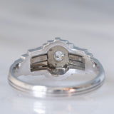 Solitario Art Déco in oro bianco 18K con diamante (0.10ct ca.), anni ‘30