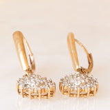 Orecchini pendenti in oro giallo e bianco 9K con diamanti (0.12ctw ca.), anni ‘80