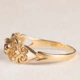 Anello vintage in oro giallo 9K con granato (0.40ct ca.), anno 1993