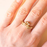 Anello vintage in oro giallo 14K con diamanti di taglio brillante (0.30ctw ca.), anni ‘70