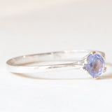 Solitario vintage in oro bianco 9K con tanzanite (0.15ct ca.), anni ‘90