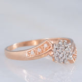 Anello contrarier a fiore in oro rosa 9K con diamanti (0.12ctw ca.)