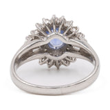 Anello vintage in platino 850 con zaffiro (1,10ct) e diamanti (0,63ctw)