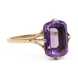 Anello vintage in oro giallo 18k con ametista, anni '60