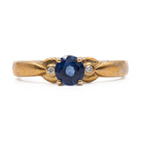 Trilogy vintage in oro giallo 9K con topazio blu e diamanti