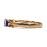 Trilogy vintage in oro giallo 9K con topazio blu e diamanti