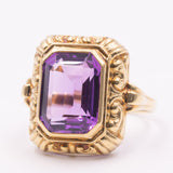 Anello da cocktail vintage in oro giallo 14K con ametista (4.60ct ca.), anni ‘70
