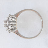 Anello a fiocco di neve in oro bianco 14K con diamanti di taglio brillante (0.50ctw ca.), anni ‘70