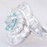 Anello ballerina moderno in platino con tormalina Paraiba (1.26ct) e diamanti (1.36ctw), anni ‘2000
