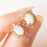 Orecchini vintage in oro giallo 9K con opali (0.70ctw ca.), anno 1981