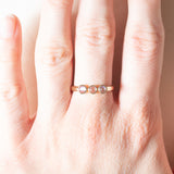 Trilogy vintage in oro giallo 14K con pietre di luna (0.40ctw ca.), anni ‘60/‘70