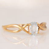 Anello vintage in oro giallo 9K con topazio azzurro (0.40ct ca.), anni ‘70/‘80