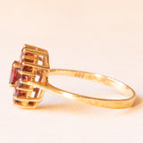 Anello a margherita vintage in oro giallo 8K con granati (0.70ctw ca.), anni ‘60