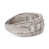 Anello vintage a fascia in platino 900 con diamanti (1ctw) di taglio brillante e baguette