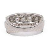 Anello vintage a fascia in platino 900 con diamanti (1ctw) di taglio brillante e baguette