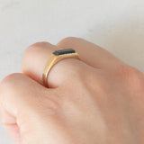 Anello vintage in oro giallo 9K con onice, anno 1986