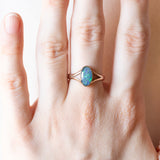 Anello vintage in oro giallo 14K con opale sintetico, anni ‘70