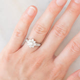 Anello a fiore vintage in platino con diamanti (1ctw), anni '80