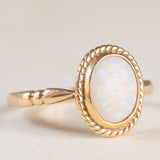 Solitario vintage in oro giallo 9K con opale (1ct ca.), anni ‘70 ca.
