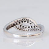 Anello vintage in oro bianco 9K con diamanti bianchi e diamanti neri (0.25ctw ca.)