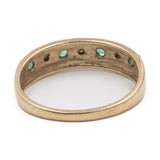 Anello vintage in oro giallo 9k con smeraldi e diamanti