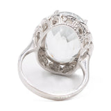 Anello vintage in oro bianco 14k con acquamarina (10ct), anni '80