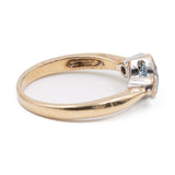 Anello vintage in oro giallo 9k con diamanti (0,08ctw) e acquamarina (0,30ct)