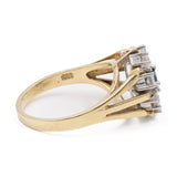 Anello vintage a margherita in oro giallo 14k con zaffiro (0,60ct) e diamanti (0,64ctw), anni '70