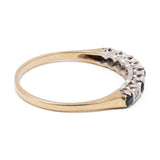 Anello vintage in oro giallo 9k con zaffiri e diamanti