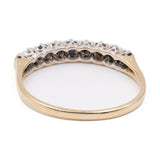 Anello vintage in oro giallo 9k con zaffiri e diamanti