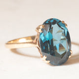 Anello da cocktail vintage in oro giallo 9K con spinello sintetico (5.80ct ca.), anno 1995