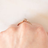 Anello vintage in oro rosa 9K con diamanti (0.03ctw ca.), anni ‘90
