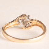Anello vintage in oro giallo e bianco 9K con diamanti di taglio brillante (0.12ctw ca.), anni ‘70/‘80