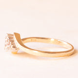 Anello vintage in oro giallo e bianco 9K con diamanti (0.08ctw ca.), anno 1993