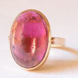 Anello da cocktail vintage in oro giallo 18K con tormalina rosa (12ct ca.), anni ‘60/‘70