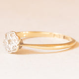 Anello a fiore antico in platino e oro giallo 18K con diamanti di taglio vecchia miniera, 1901-1910