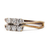 Anello vintage in oro giallo e bianco 14k con diamanti (0,30ctw), anni '70
