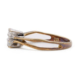 Anello vintage in oro giallo e bianco 14k con diamanti (0,30ctw), anni '70