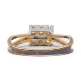 Anello vintage in oro giallo e bianco 14k con diamanti (0,30ctw), anni '70