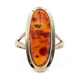 Anello vintage in oro giallo 8k con ambra